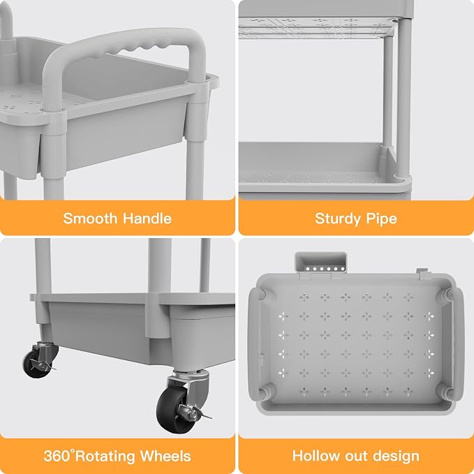 5 Tier Rolling Utility Cart - Image 2