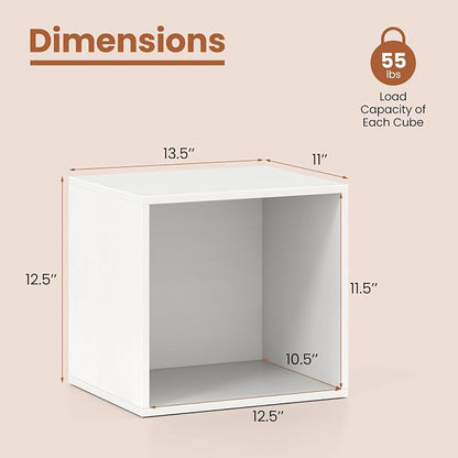 Giantex 2-Cube Bookcase, Stackable White Cube Storage Organizer w/Open Bookshelf - Image 3