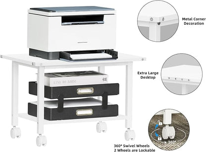 Lerliuo Under Desk Printer Stand, 2-Tier Industrial Mobile Printer Table - Image 6