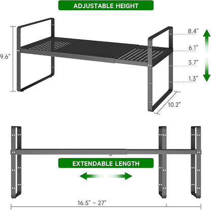 Expandable Kitchen Cabinet Shelf Organizer Rack Heavy Duty Metal Spice Rack - Image 2