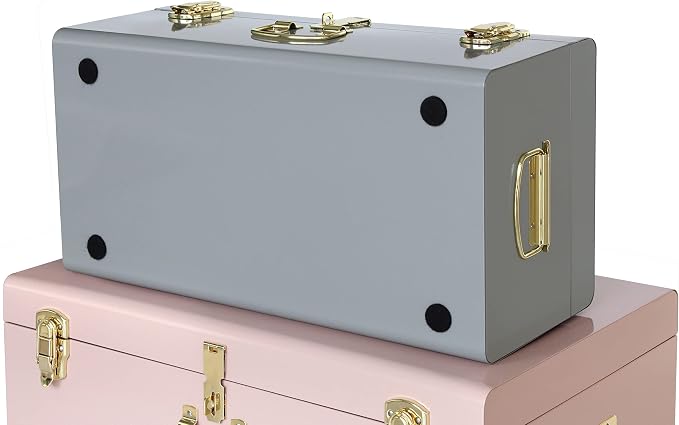 Vixdonos Decorative Metal Box Storage Trunks Set of 2 College Dorm Chest - Image 4
