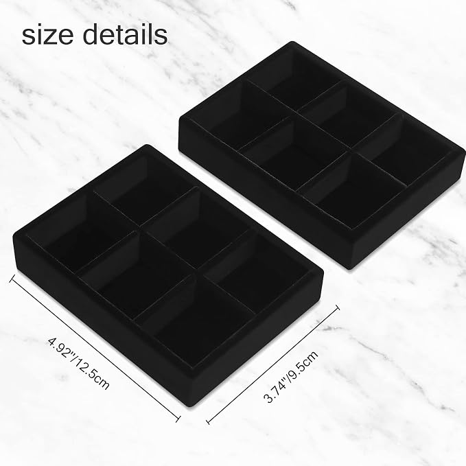DesignSter Small Jewelry Tray-Ring Organizer 2PCS Premium Velvet Rings Earrings - Image 3