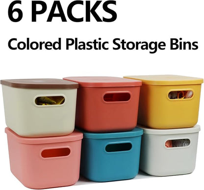6Pcs Small Storage Bins with Lids, Stackable Plastic Organizer Bin Storage - Image 2