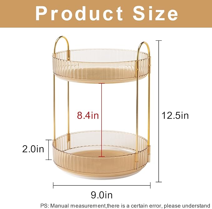 360 Rotating Makeup Organizer, 2 Tier Countertop Storage, Large Capacity - Image 3