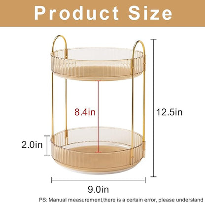 360 Rotating Makeup Organizer, 2 Tier Countertop Storage, Large Capacity - Image 3