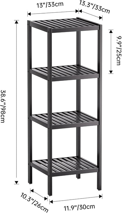 SMIBUY Bathroom Storage Shelf, 4-Tier Bamboo Rack Organizer - Image 3