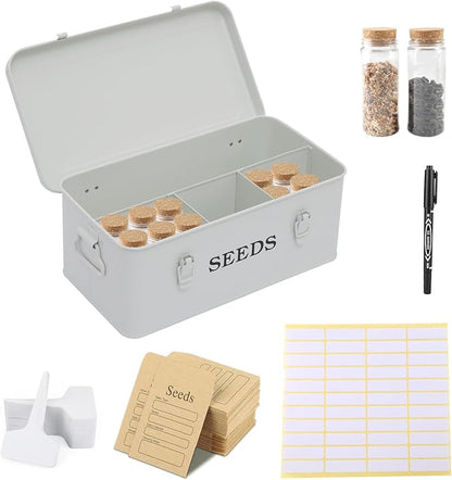 Seed Storage Organizer, 4 Compartment Seed Storage Box by Xbopetda