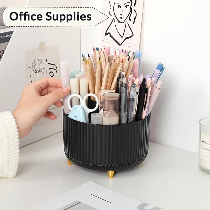SKYDUE 360 Degree Rotating Desk Organizer, Dual-Purpose Pencil Pen Holder - Image 3