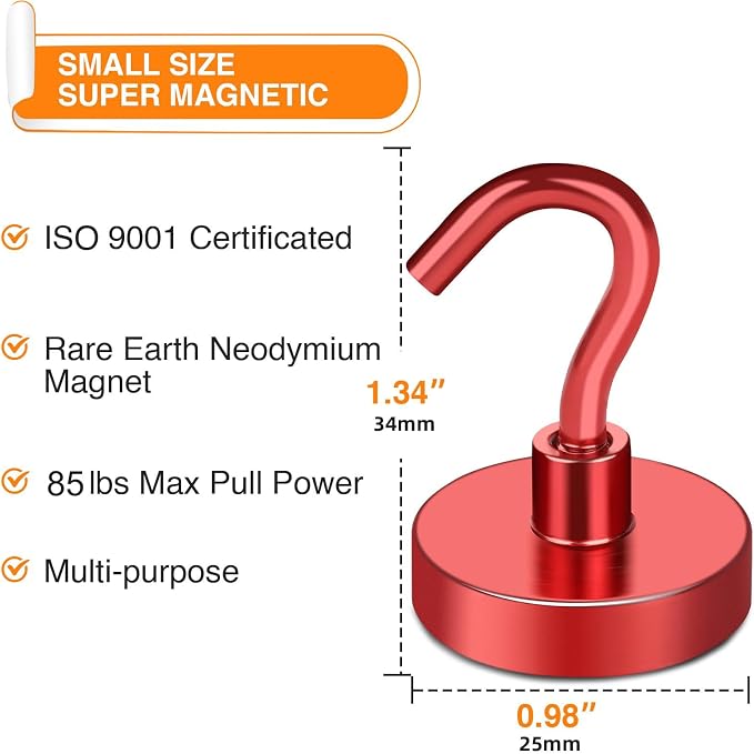 MIKEDE Strong Magnetic Hooks, 120Lbs Heavy Duty Magnetic Hooks - Image 2