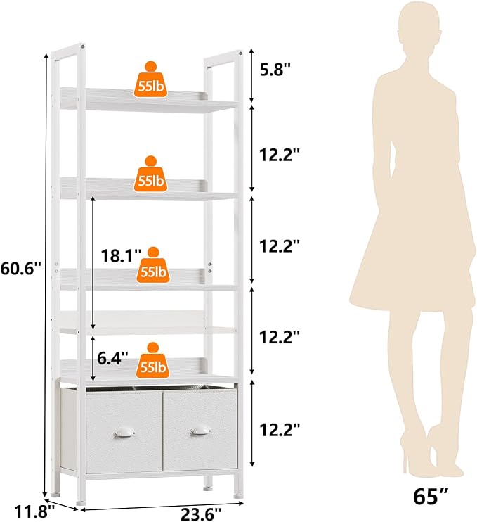 Furologee 5 Tier Bookshelf - Image 3