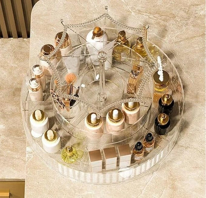 360° Rotating Acrylic Makeup Organizer Carousel - Image 5