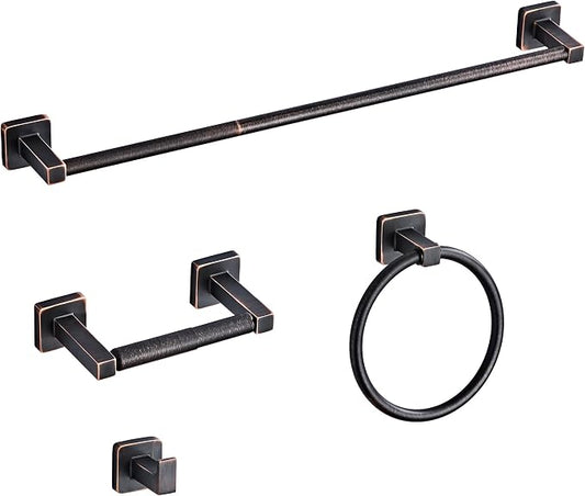 Bathroom Hardware Set 4 Pieces, Oil Rubbed Bronze Bathroom Accessories Set by bluebyrne