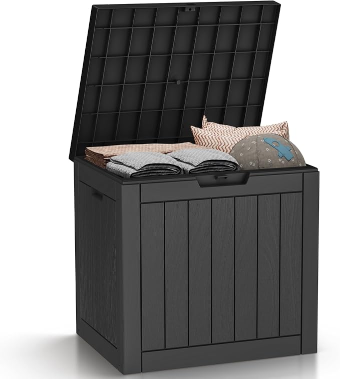 Resin Deck Box - 30 Gallon Lockable Outdoor Storage, Water-Resistant by GGYI