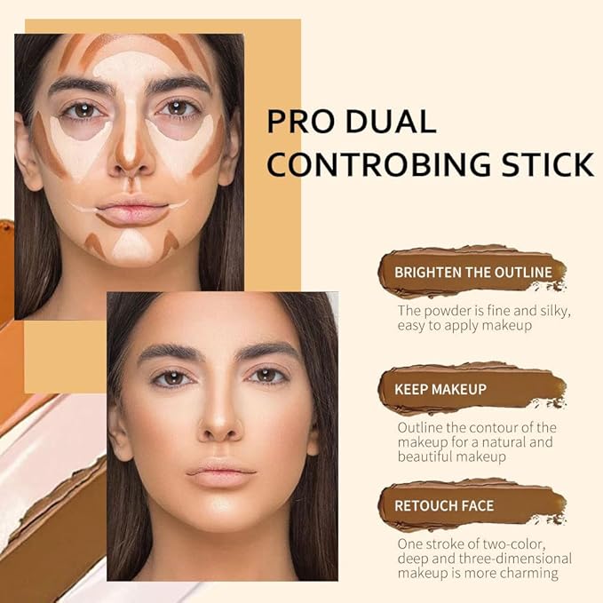 evpct 4 Colors Contour Stick Makeup Set, Cream Concealer Stick Contouring - Image 2