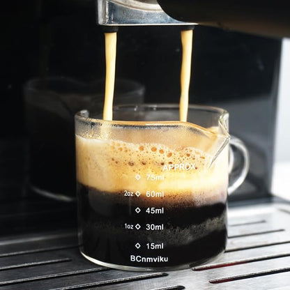 BCnmviku 1 Pack Double Spouts Measuring Triple Pitcher Milk Cup 75ML Espresso - Image 3