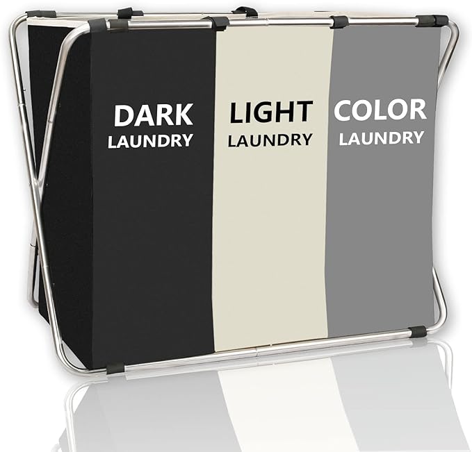 180L Laundry Basket Sorter, Large 3 Section Collapsible Laundry Hamper by BRIGHTSHOW