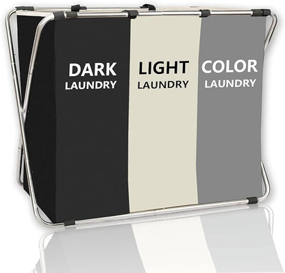 180L Laundry Basket Sorter, Large 3 Section Collapsible Laundry Hamper by BRIGHTSHOW