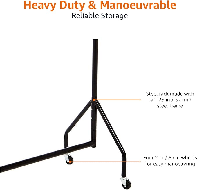 Amazon Basics Heavy Duty Portable Rolling Garment Rack, Hanging Clothes - Image 4