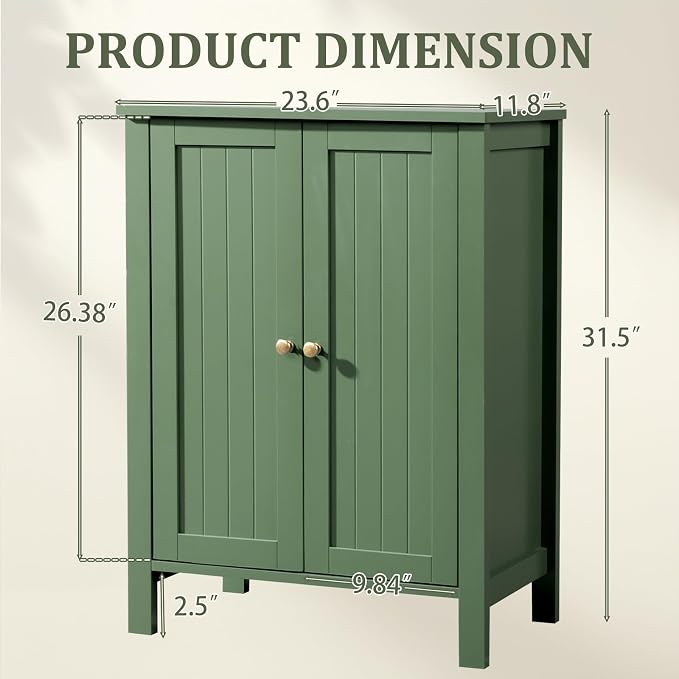 Bonnlo Free Standing Bathroom Cabinet, Sage Green Accent Storage Cabinet - Image 3