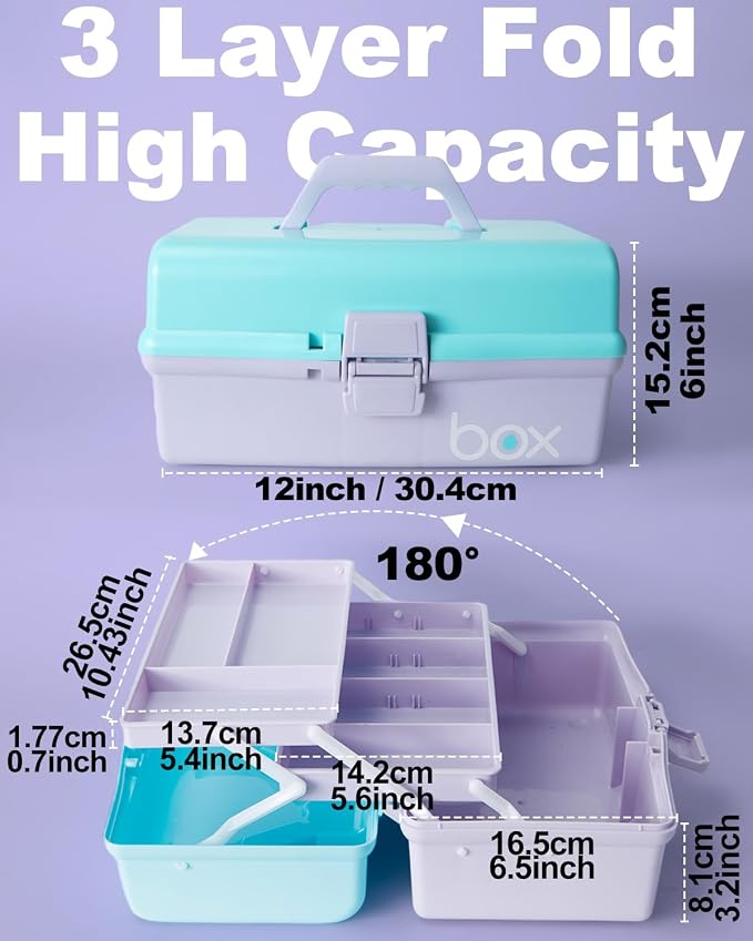 TERGOO 12in 3-Layer Plastic Craft Organizers and Storage, Portable Folding - Image 2