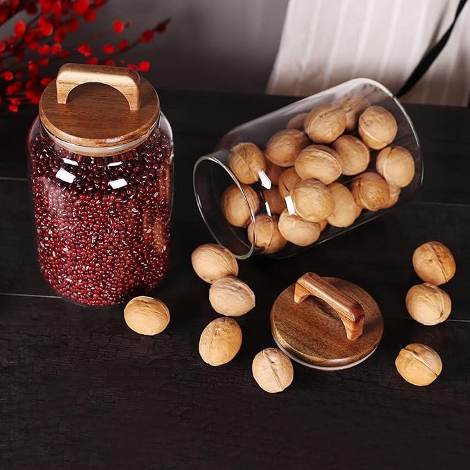 SAIOOL Canister Set of 2, Glass Kitchen Canisters - Image 5
