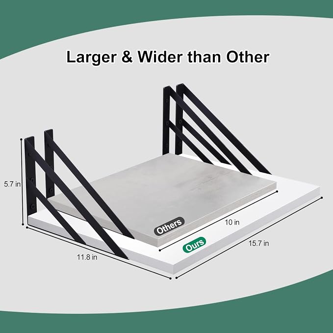 Tectocker-DOU 2 Pc Deep Floating Shelves ; Wall Mounted Hanging Shelves - Image 3