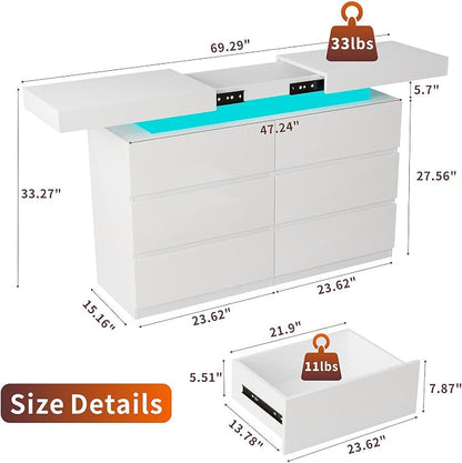 Vipbear White Dresser 6 Drawer for Bedroom - Image 2