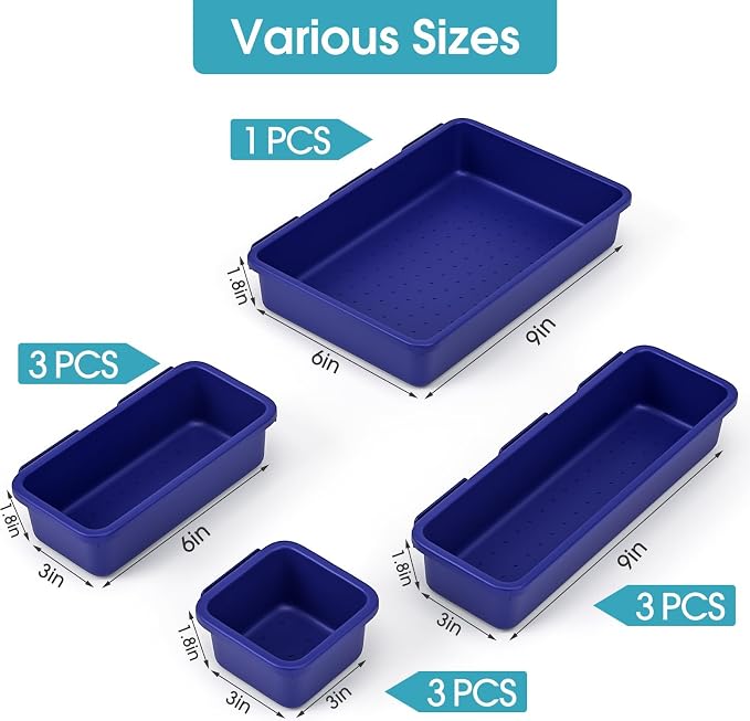 10 PCS Drawer Organizer Set, 4 Size Makeup Drawer Divider Organizer - Image 2