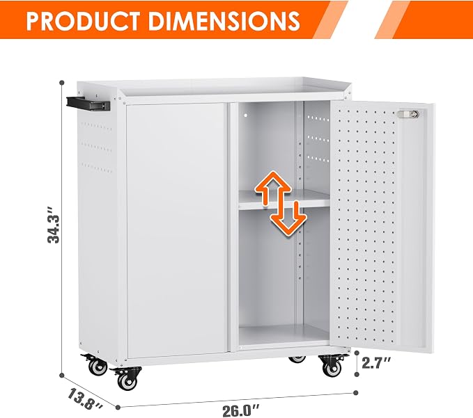Aobabo 34.3'' H Metal Rolling Storage Cabinet, Locking Steel Storage Cabinet on - Image 2