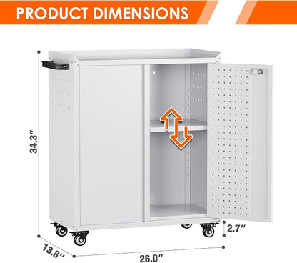 Aobabo 34.3'' H Metal Rolling Storage Cabinet, Locking Steel Storage Cabinet on - Image 2
