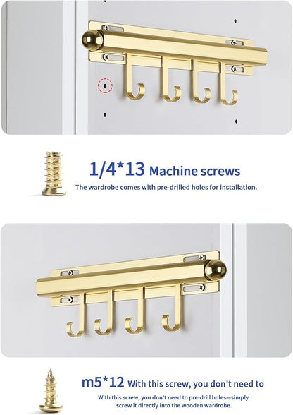 BaiNong Valet Rod for Closets Pull Out 12" Gold - Image 9