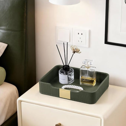 Valet Tray Desktop Storage Organizer, PU Leather Catchall Bedside Vanity Tray - Image 5
