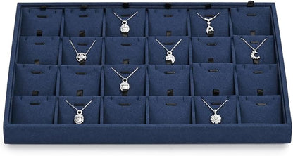 24 Grids Microfibrt Necklace Tray Jewelry Display Tray Necklace Holder Display by Papten