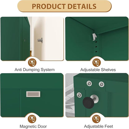 Tall Metal Narrow Bathroom Storage Cabinet 67" H, Tall Green Pantry Cabinets - Image 6