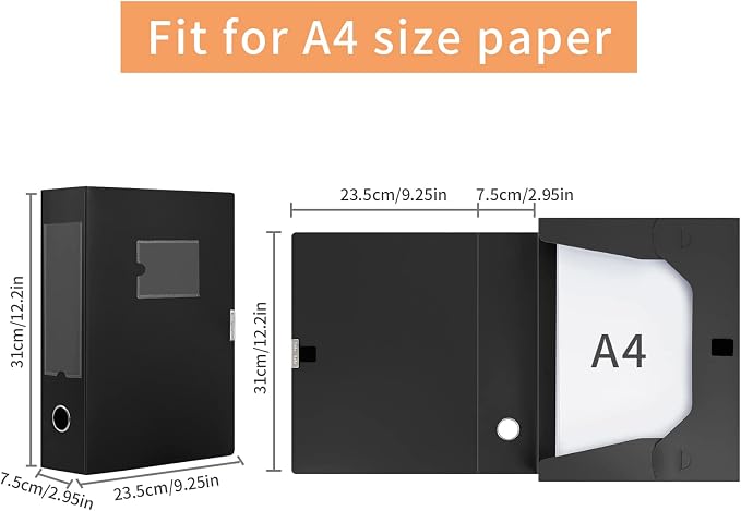 HUA JIE 4 Pack A4 Storage File Boxes Plastic Archives Cases - Image 5
