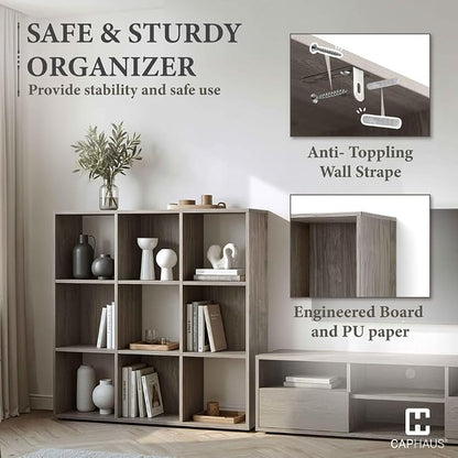 CAPHAUS 8-Cube Storage Organizer Shelf Bookcase, Dark Grey - Image 5