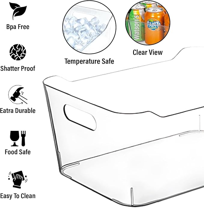 Clear Plastic Storage Bins for Kitchen Organization or Pantry Organizers and - Image 3