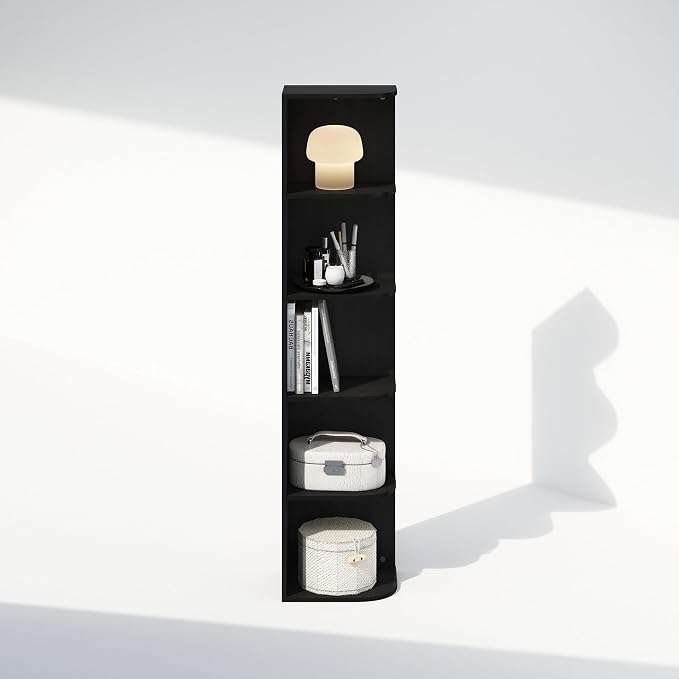 Furinno Reed Corner Shelf, 5-Tier Corner Bookshelf, Book Shelf, Corner Shelves - Image 7