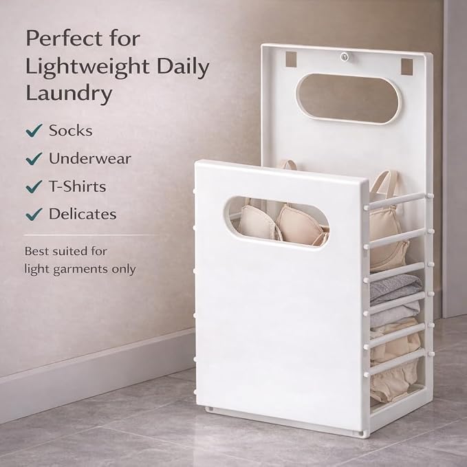 Wall Mounted Laundry Basket, Foldable Slim Hamper - Image 9