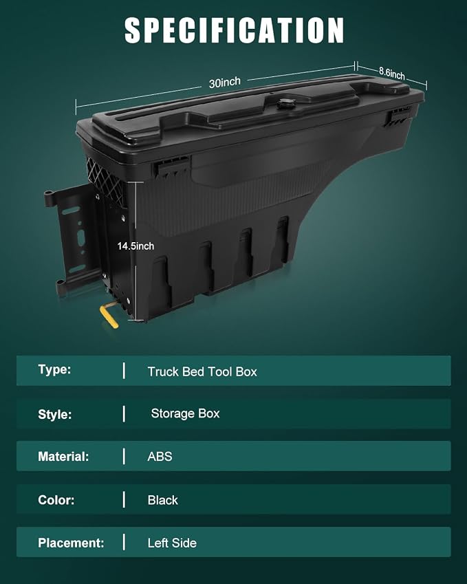 SCITOO Truck Bed Tool Box for Chevrolet Silverado 2008-2019 for GMC Sierra - Image 2