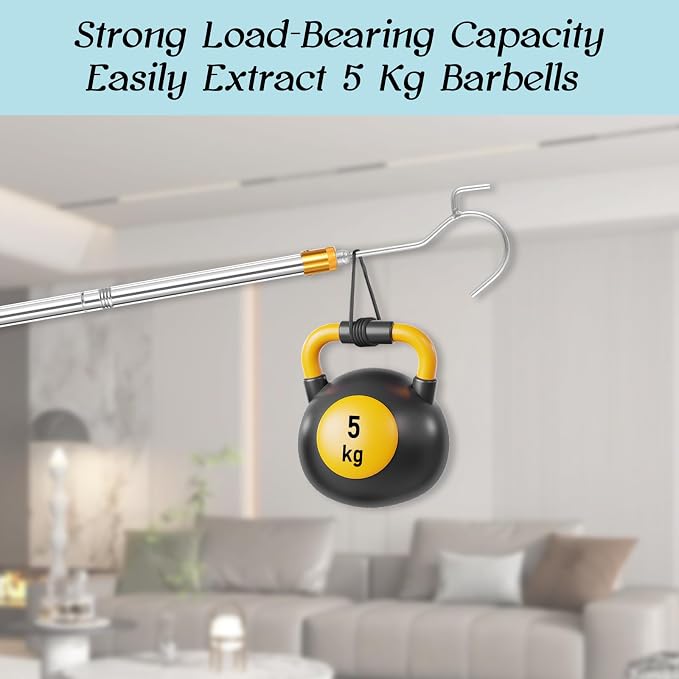 Clothes Hook Pole, Adjustable from 28" to 74", Closet Coat Rack Hook Rod | - Image 3