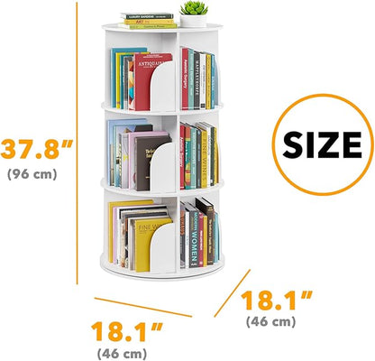 SpaceAid 3 Tier Rotating Bookshelf Tower, Spinning Bookcase Lazy Susan - Image 2