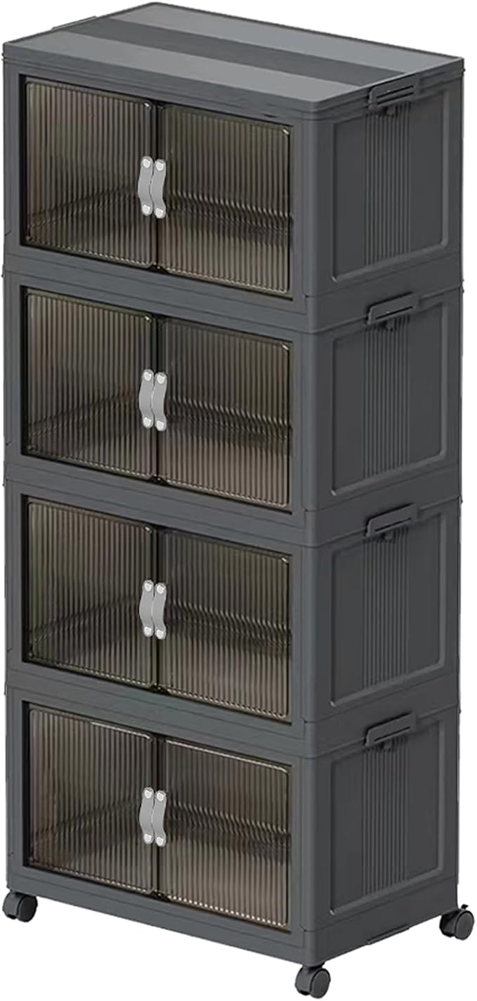 Stackable Storage Bins Wheel, Large Collapsible Closet Organizer by ONAIL