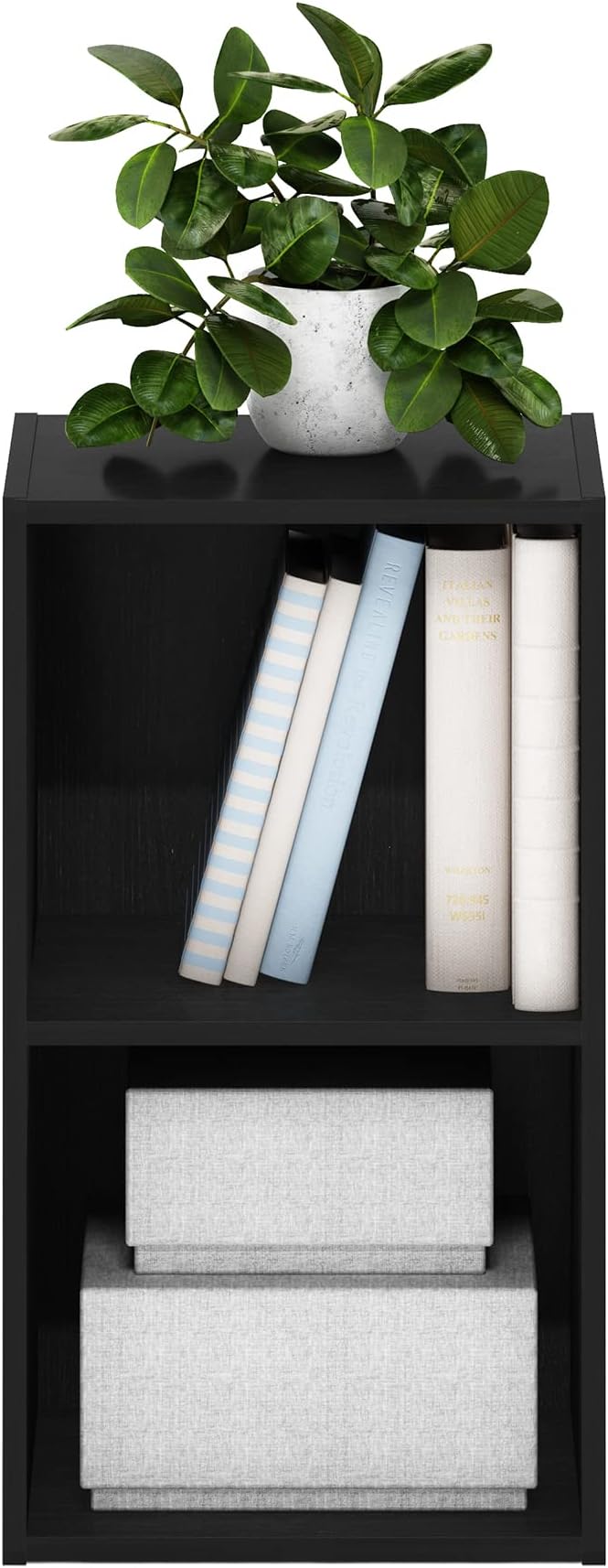 Furinno PASIR Book Shelf, 2-Tier Modern Bookshelf, Open Shelves Cube Bookcase - Image 4