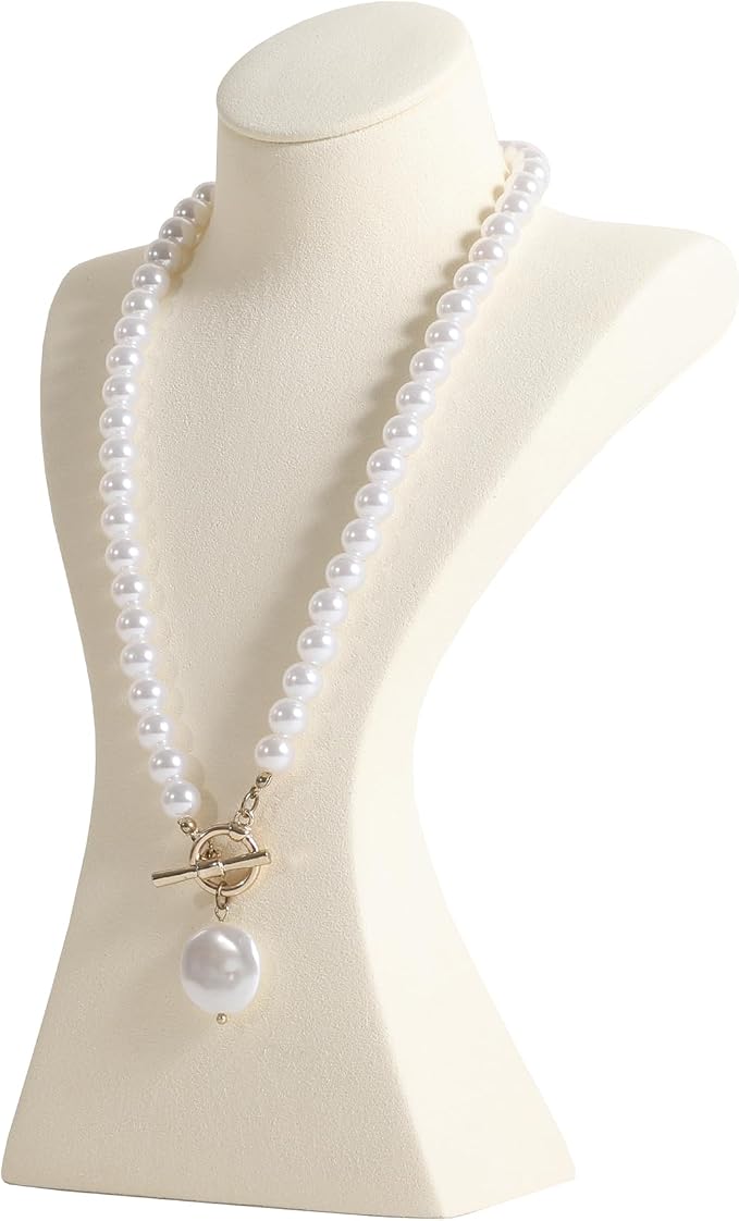 GemeShou Beige necklace storage hanger stand jewelry organizer, Velvet jewelry by GemeShou