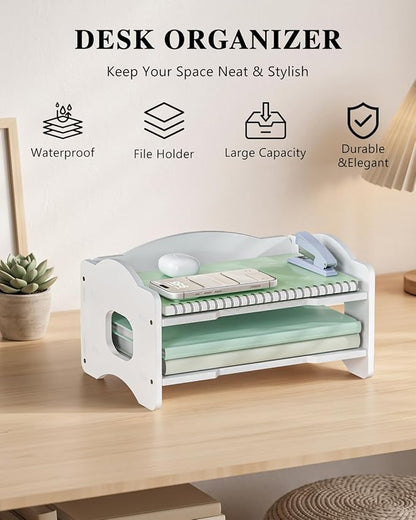 WALI Desk File Organizer, 2 Tier Stackable Desktop Paper Letter Tray Organizer - Image 3