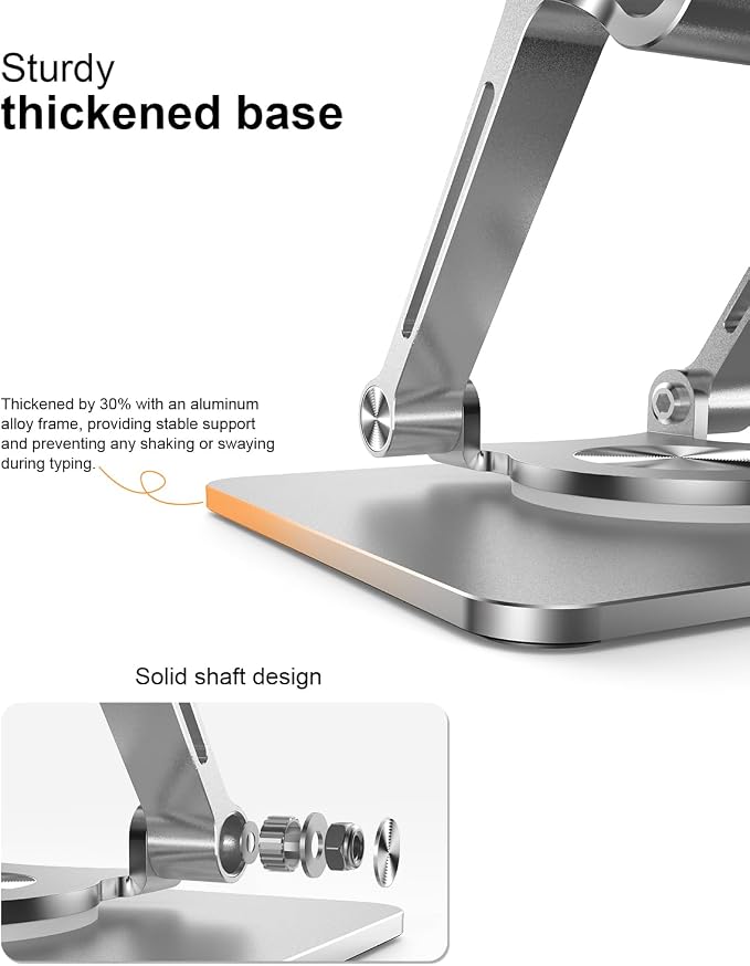 Tablet Stand Holder with Thickened 360°Rotating Base Dual Rod Adjustable - Image 5