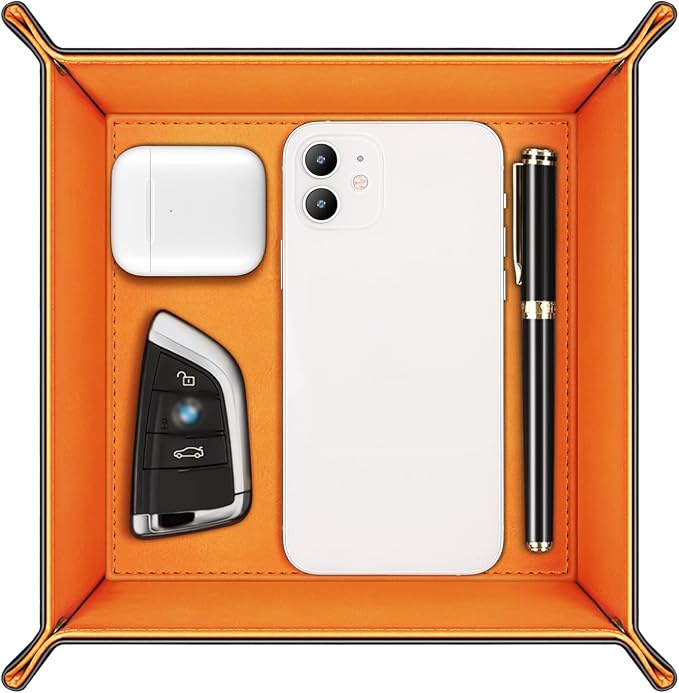SITHON Valet Tray Desktop Storage Organizer – Premium PU Leather Catchall by SITHON