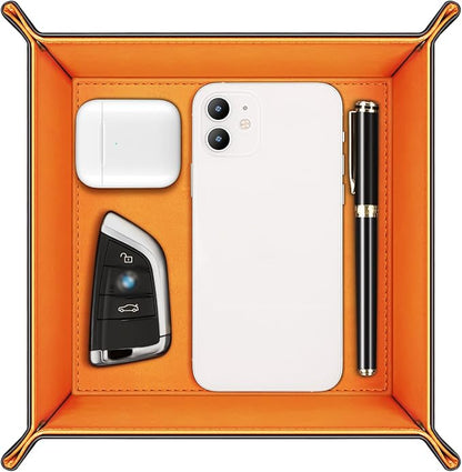 SITHON Valet Tray Desktop Storage Organizer – Premium PU Leather Catchall by SITHON