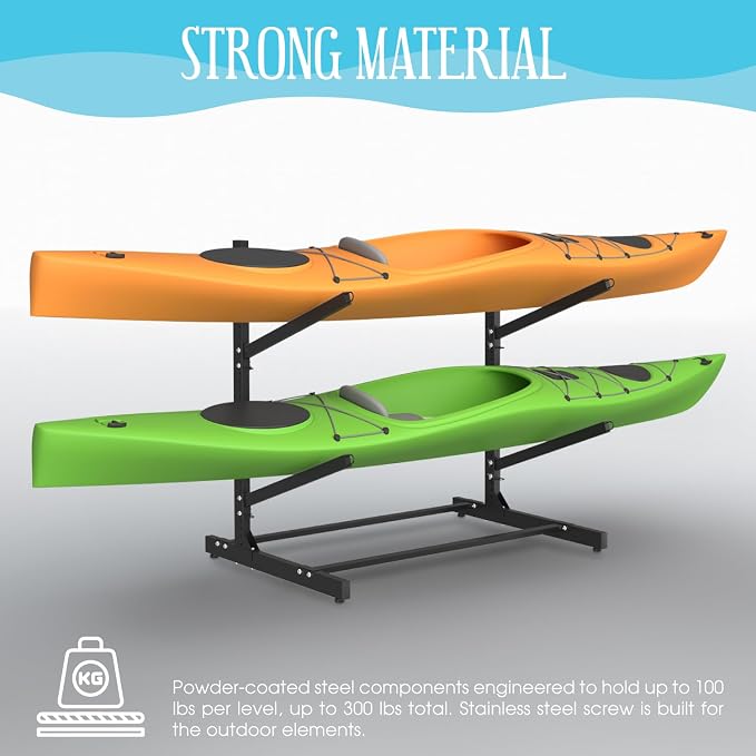 Adjustable Kayak Storage Rack, Freestanding Sup Storage Stand, Weatherproof - Image 4